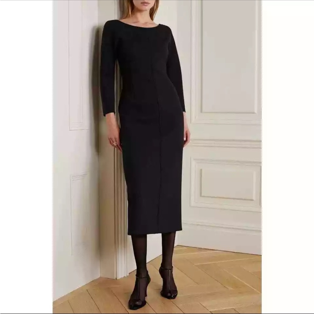 The Row Tulip Dress in Black 95% Virgin Wool - size 4